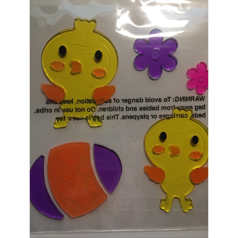 NEW Spring Happy Easter Chicks Egg Flowers Window Gel Clings Decorations 11 pcs! - Picture 2 of 2